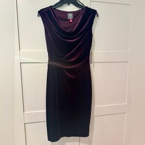 Vince Camuto Velvet Midi Dress in Rich Burgundy: Size 2.